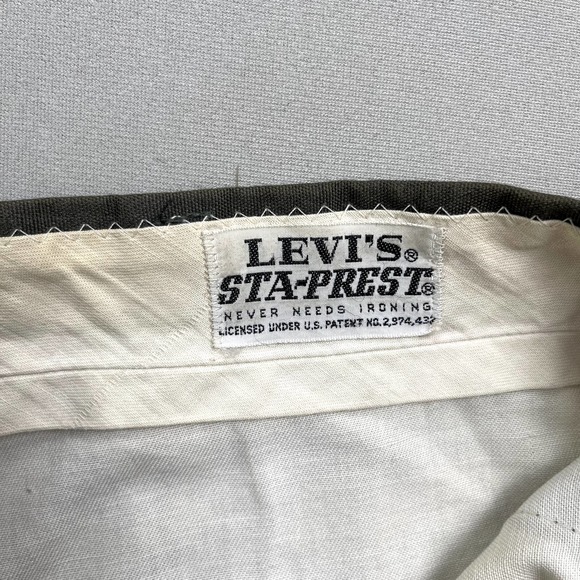 Vintage Levis Sta-Prest Pants Mens 31 Olive Green Straight Leg Dress Slacks 70s - Picture 6 of 15